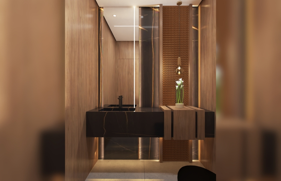 Lavabo sofisticado com espelho